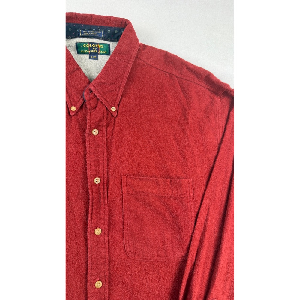 Vintage Alexander Julian Colours Red Chamois Cloth Button Down Shirt XL Cotton - Picture 3 of 7